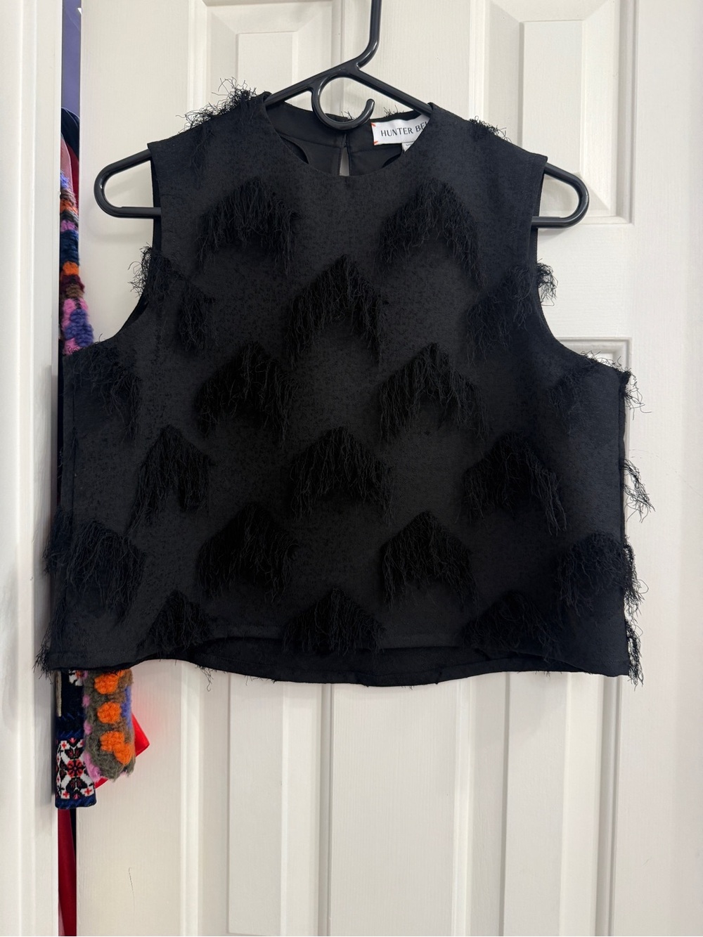 Hunter Bell Manning Black Fringe Sleeveless Top NWT - Picture 2 of 5